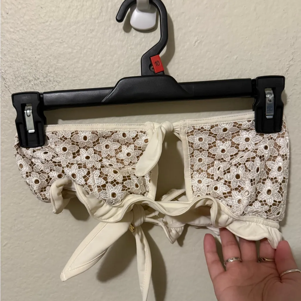 For Love and Lemons Lace Alicante Swim Bandeau Size M Summer Vacation Bridal - Image 3