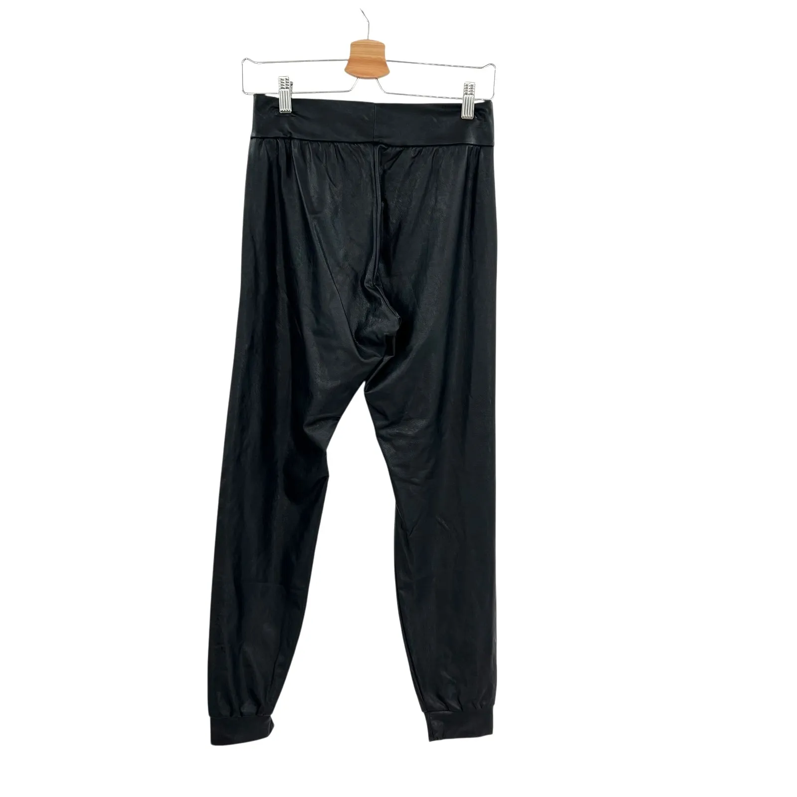Commando Faux Leather Joggers Pants Pull-On Stretch Tapered Black Size‎ Small - Image 5