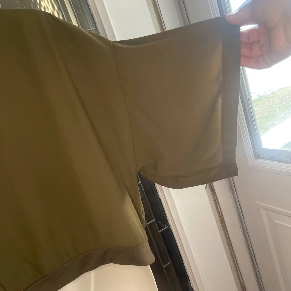 Sans Souci Top Womens Size M 3/4 Wide Sleeve Banded Bottom T-Shirt Green Pockets - Image 4