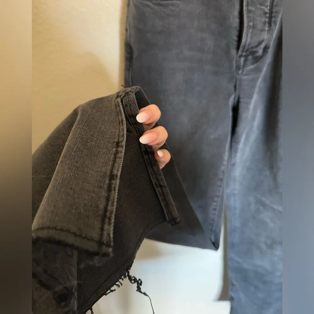 Good American Good Boy‎ Slit Hem Straight Leg Jeans Gray Sz 00/24 - Image 6