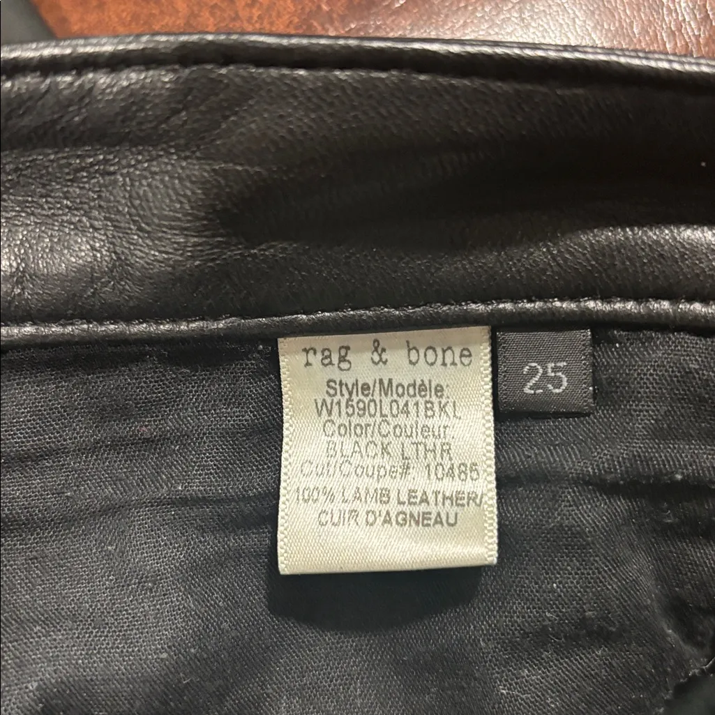 Rag & Bone Black Leather cuffed slim pants size 25 - Image 9