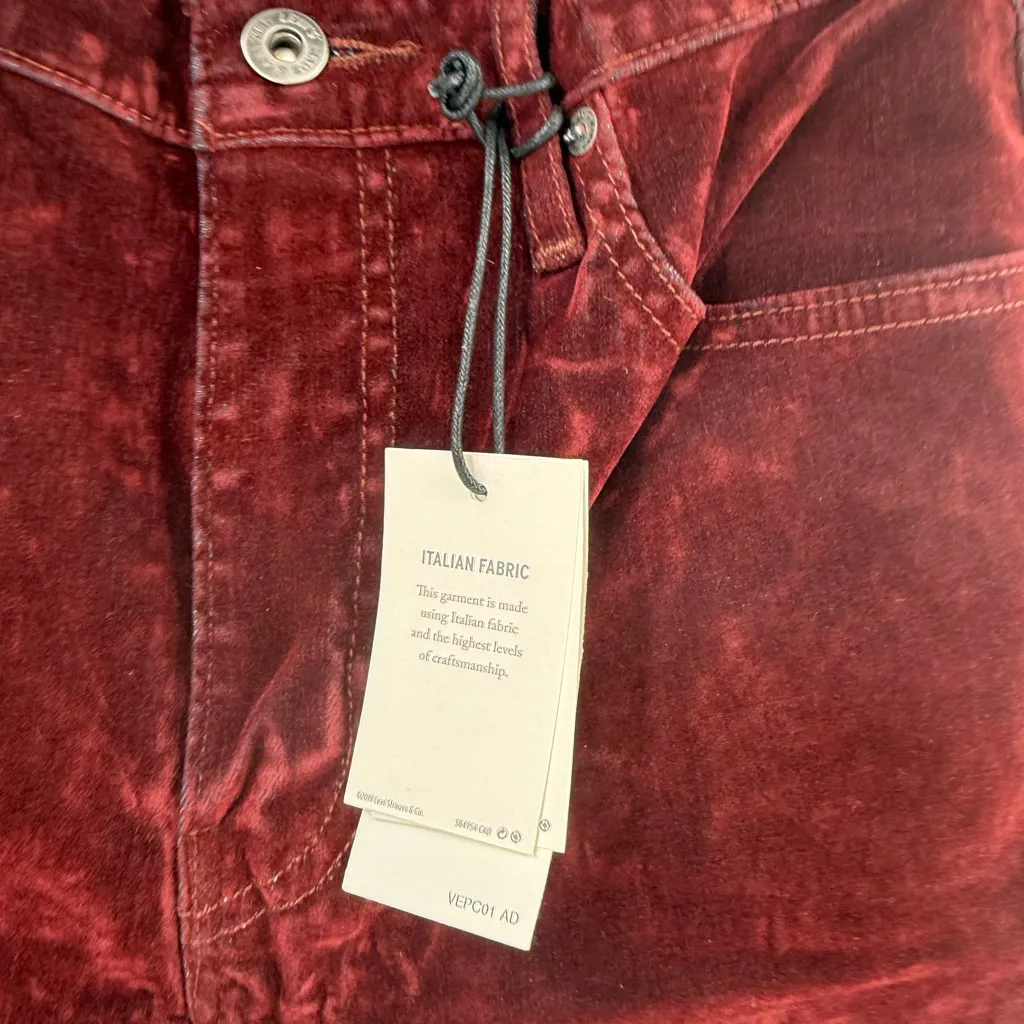 Levi's 721 Made & Crafted High Rise Velvet Jeans in Burgundy size 30 / 30 NWT - Image 5