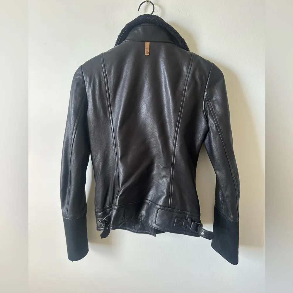 Mackage Safira Black Washed Lambskin Leather Motor Jacket Size XS - Image 2
