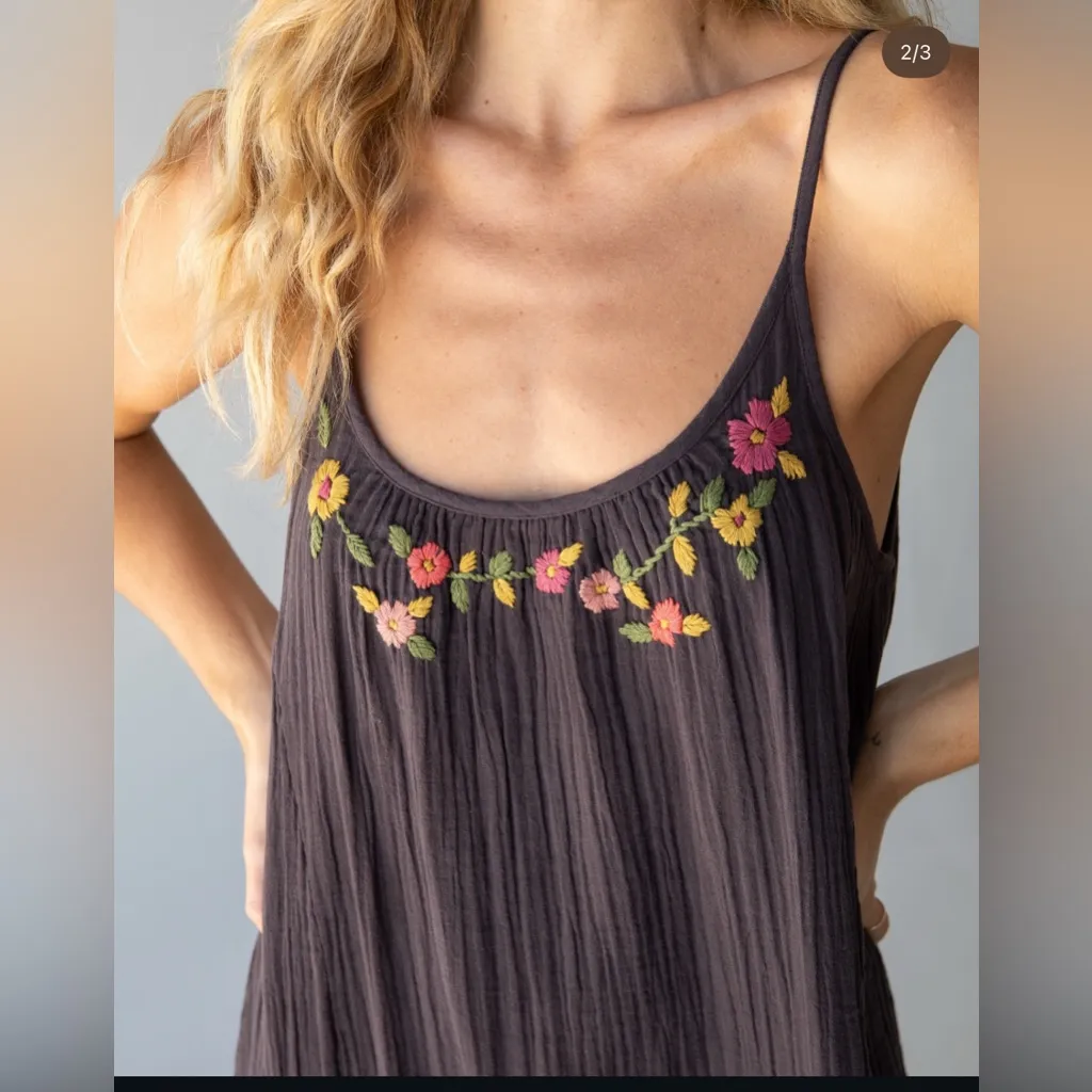 Natural Life Embroidered Cotton Gauze Midi Dress Cover Up Size Medium NWT - Image 2