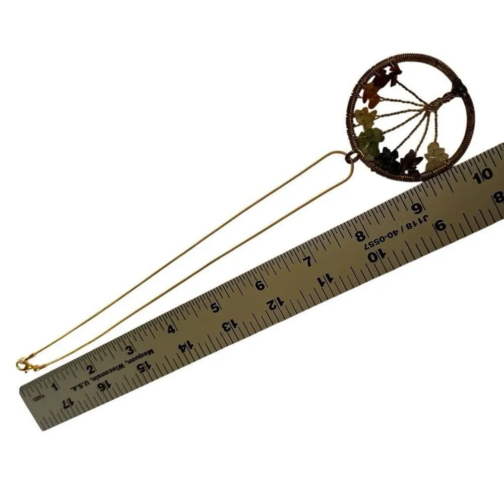 Gold tone chakra tree of life stone pendant necklace - Image 6