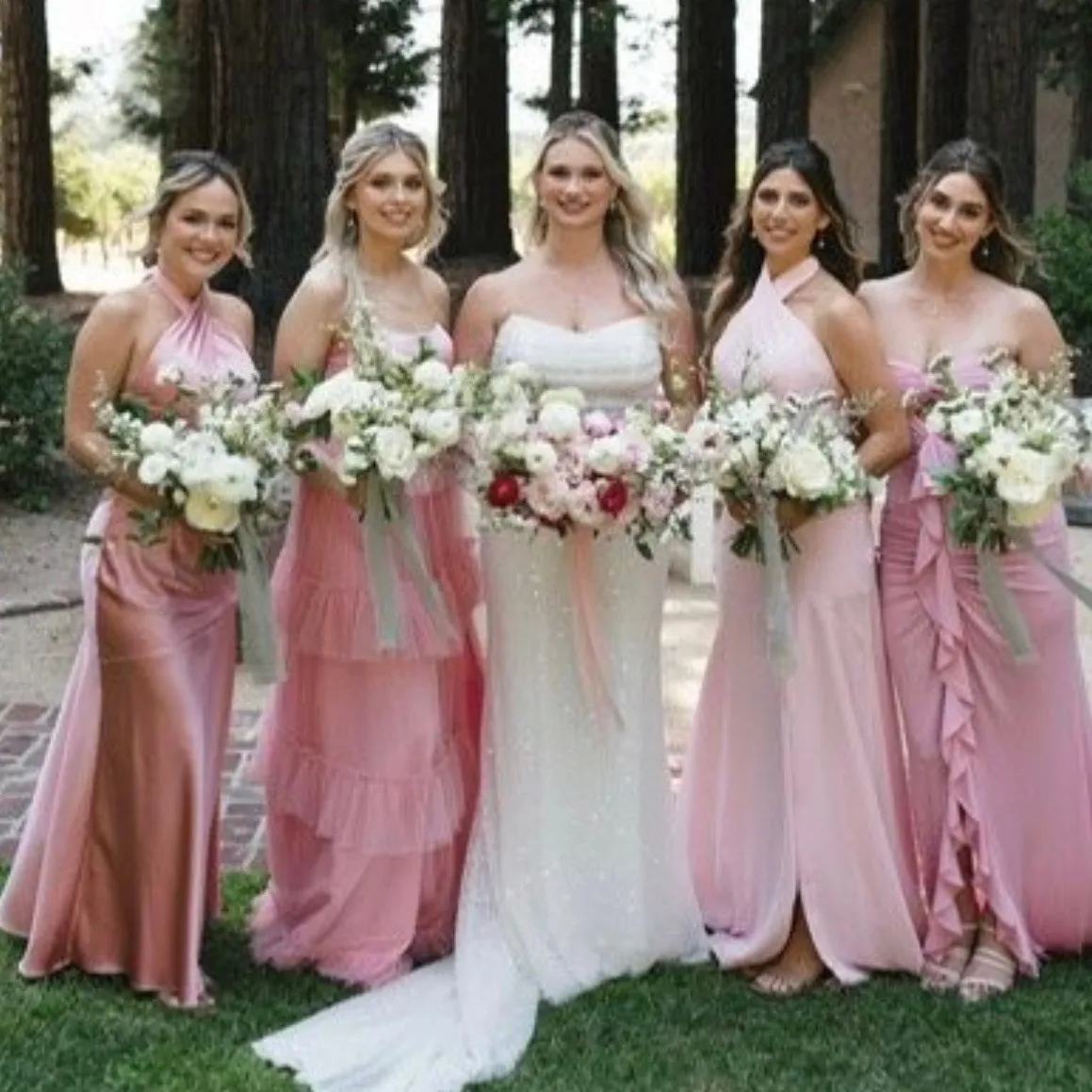 Revelry Athena maxi Gown Dress pink size 4 open back high crisscross neck - Image 3