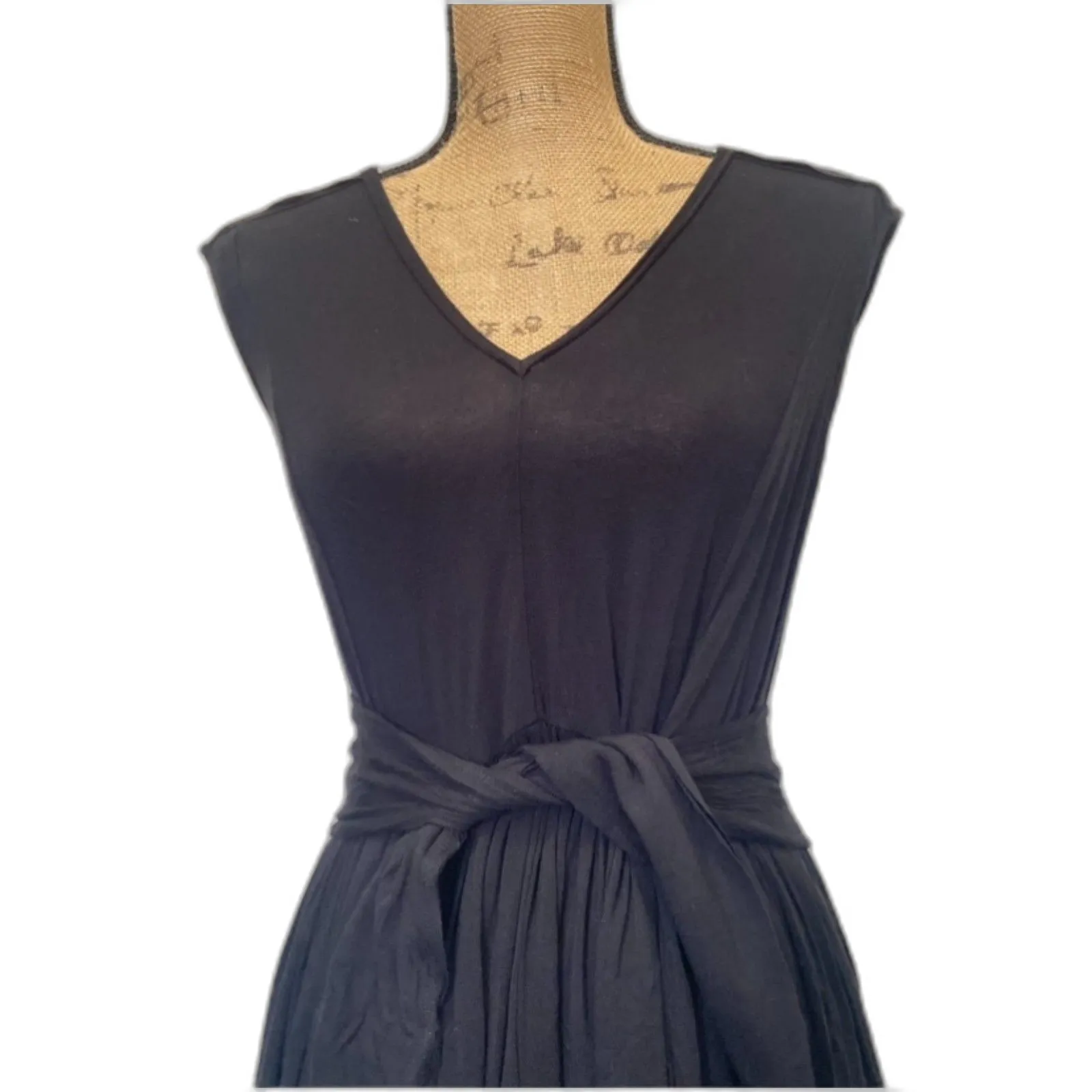 Plenty by Tracy Reese Aven Jersey Knit Dress Tie Front LBD Stretch Size Small Black - Image 2