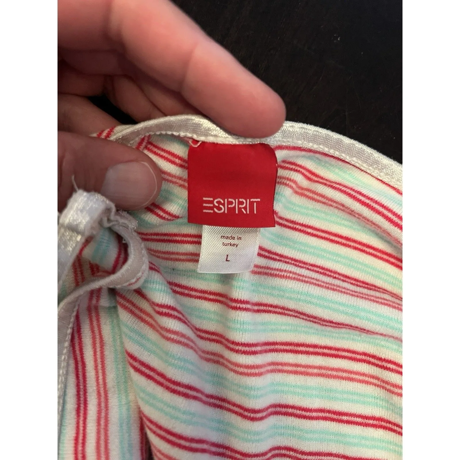 Vintage Esprit Women's Size Large Striped Babydoll Tank Lace Stretch Night Shirt - Image 4