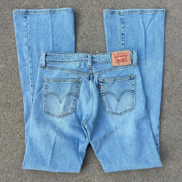 Vintage Y2K Levi's 519 Low Rise Flare Jeans Light Stone Wash Size 7 Long Junior - Image 2