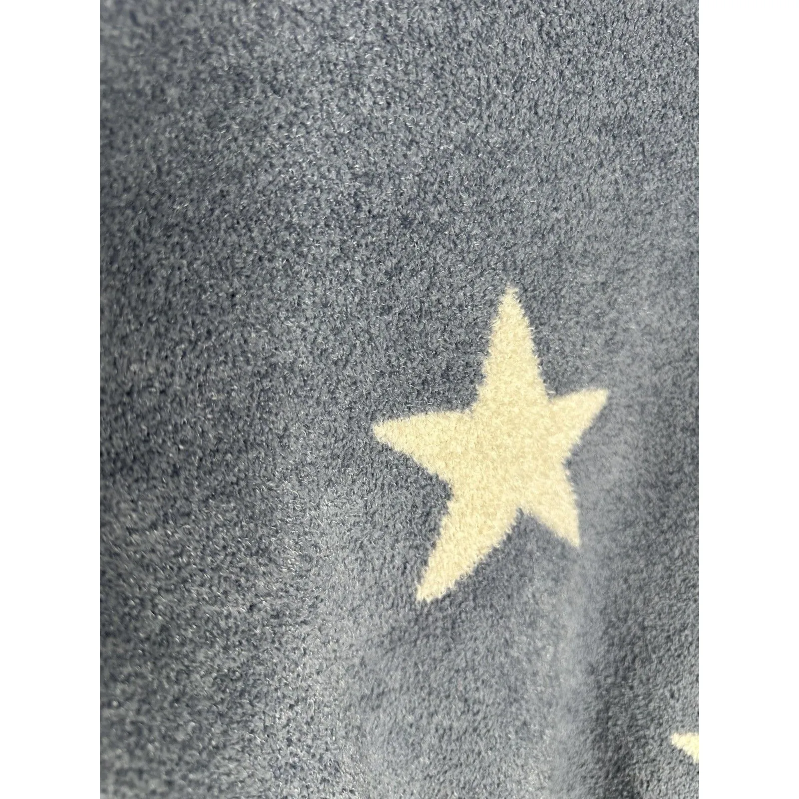 Sincerely Jules Sweater Womens Medium Blue White Star Print Fuzzy Knit Pullover - Image 2