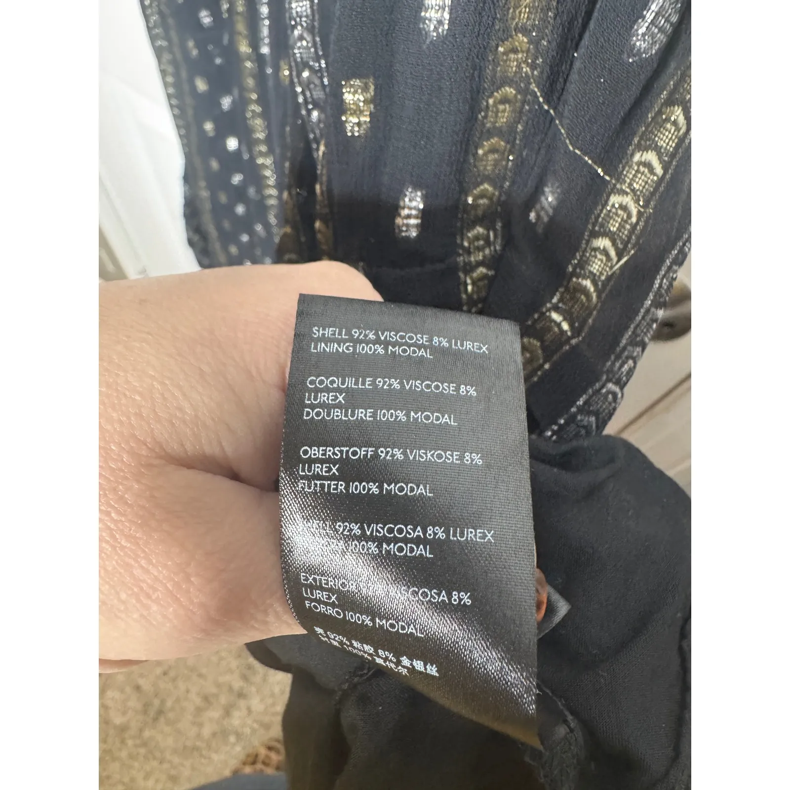 ANTHROPOLOGIE Endora Midi Dress Black Gold Beaded Size 6 - Image 4