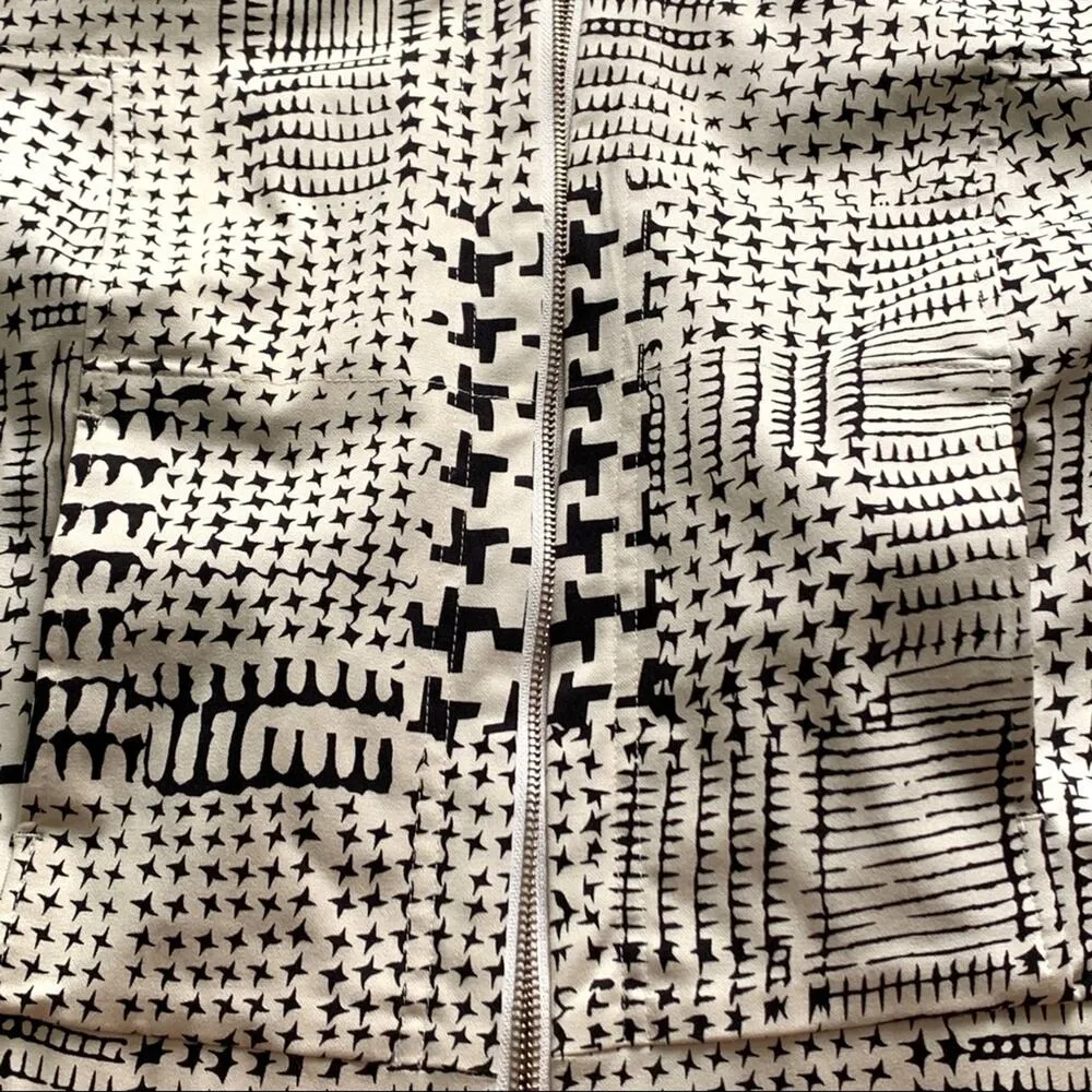 CAbi Jacket Black Cream Houndstooth Short Sleeve Zip Front Medium NWOT - Image 7