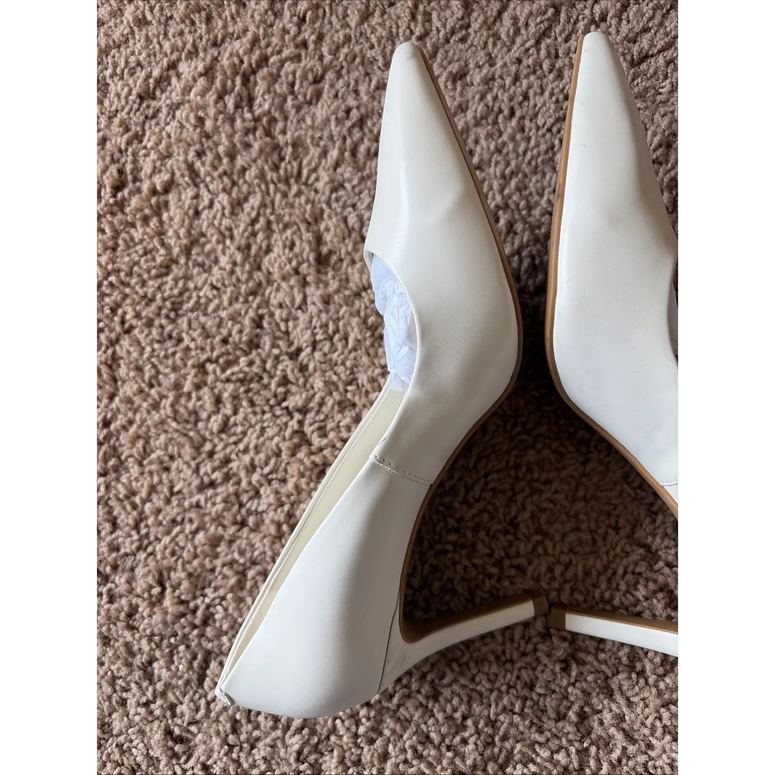 Charles & Keith Ivory Cream Classic Neutral Leather Heels Womens 37 US Womens 7 - Image 4