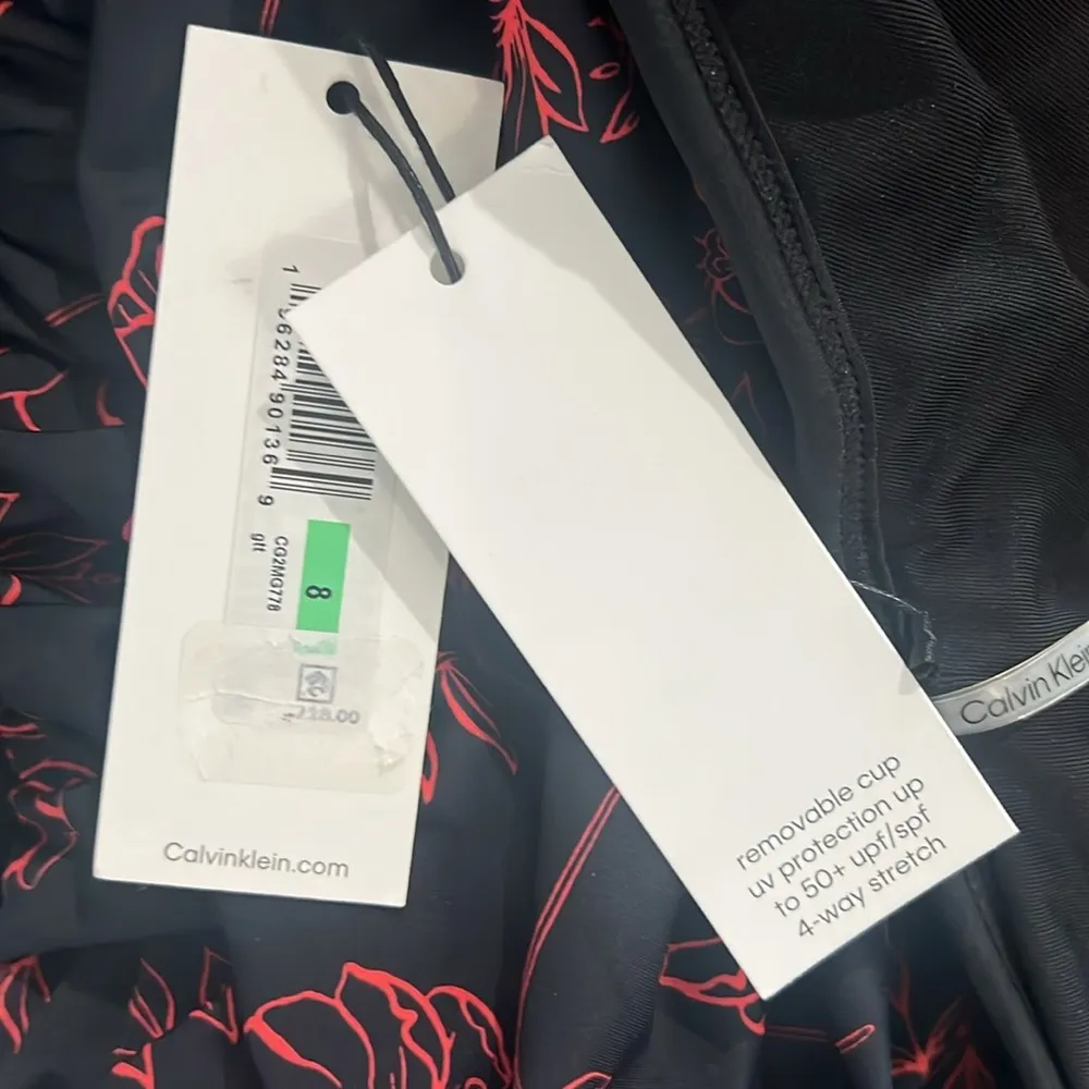 Calvin Klein High Neck Halter Blouson in Black/Red, Size 8 NEW w/Tag $118 - Image 8