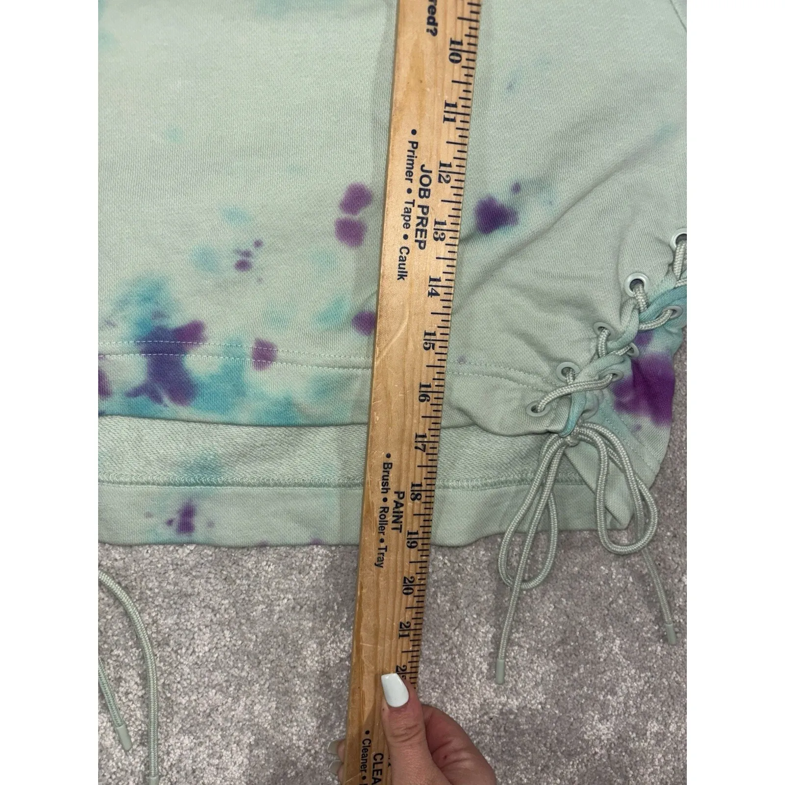 NIKE Sportswear‎ Essential Fleece Crew Tie sides Green Purple size small - Image 8