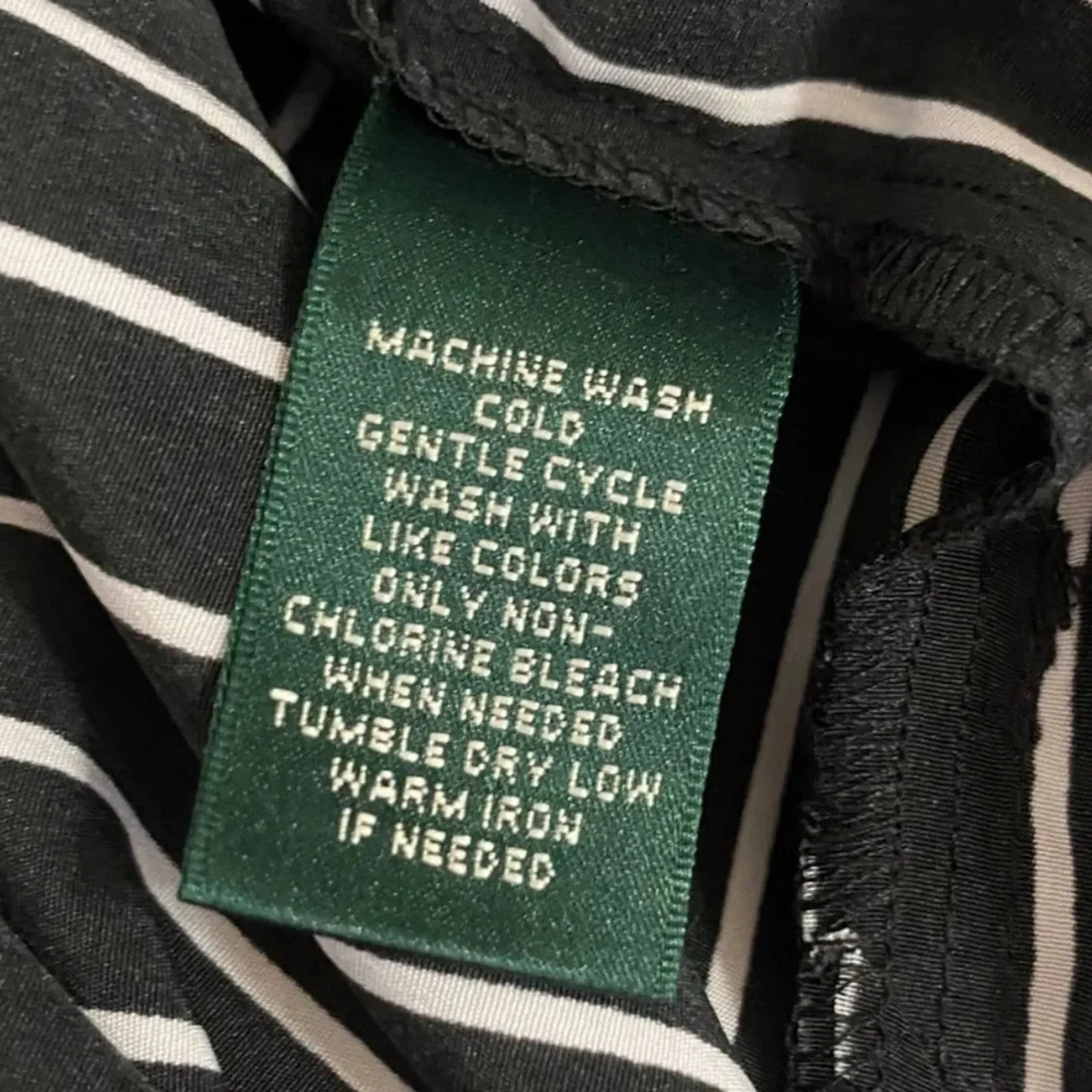 POLO RALPH LAUREN: Black/White Striped, Straight Leg Pants, Size L - Image 7