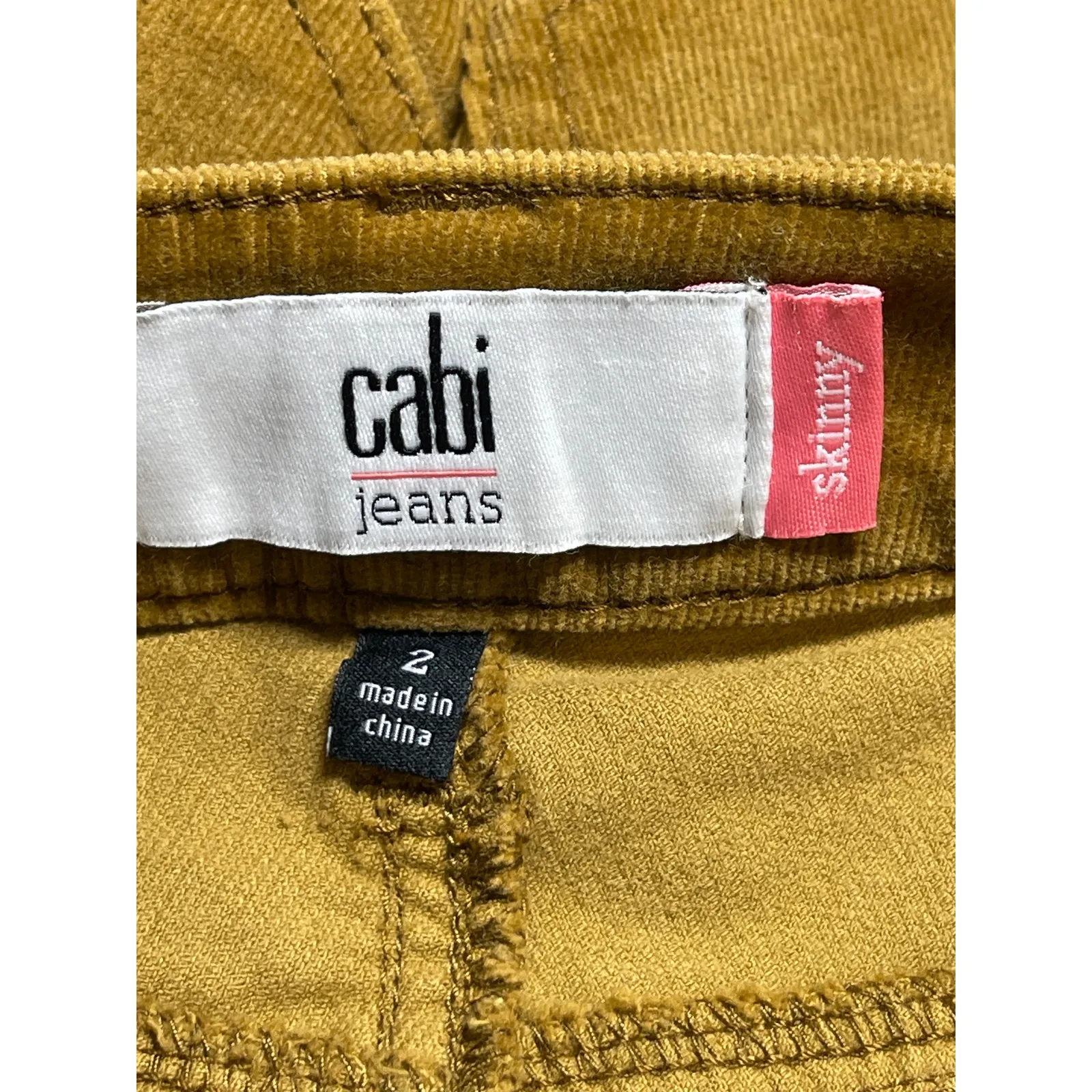 Cabi Umber Womens Mustard Yellow Corduroy Low Rise Skinny Trousers Jeans Pants 2 - Image 3