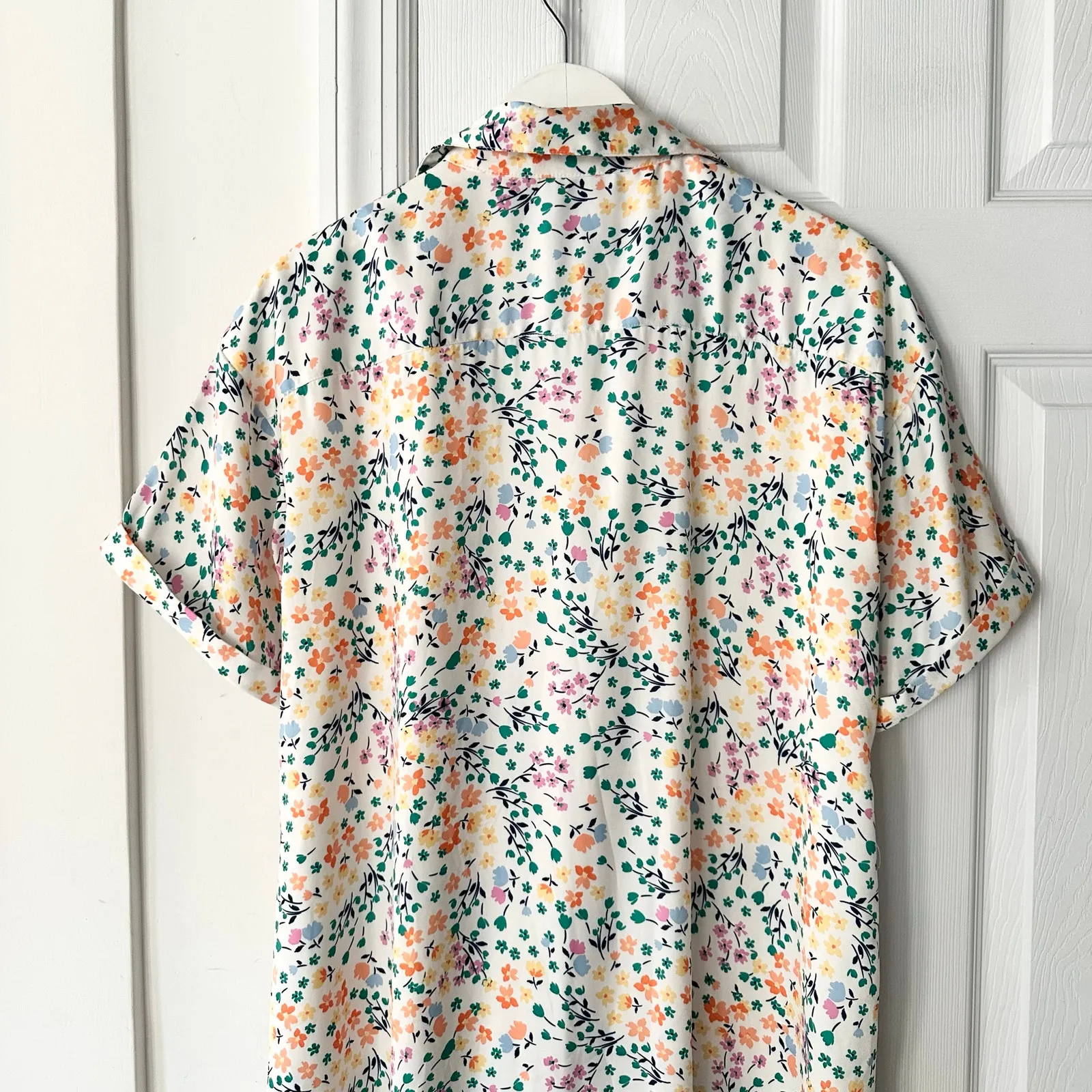 Summersalt White Do It All Floral Print Buttondown Shirt Dress Cover Up Small - Image 10