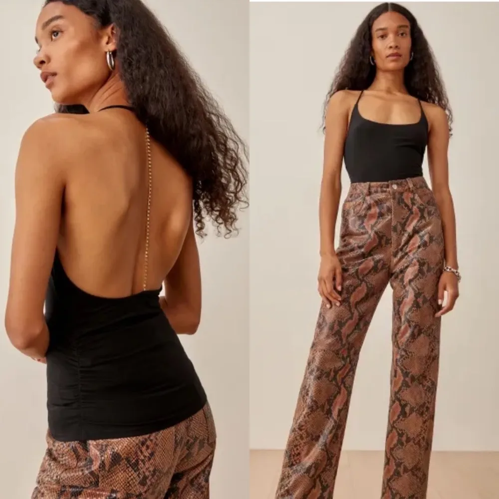 Davin Scoop Neck Low Back Rhinestone t-strap Black Top Medium NWOT - Image 2