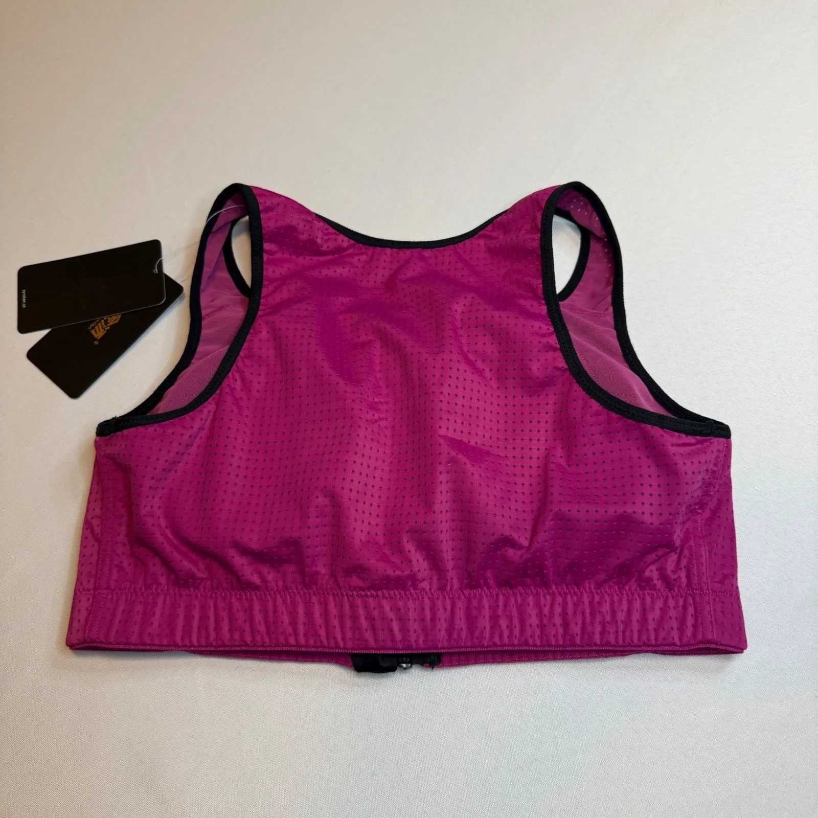 SYROKAN 38C NEW Zip Front Perforated Sports Bra High Support Fitness Activewear Pink Size 38 C - Image 4