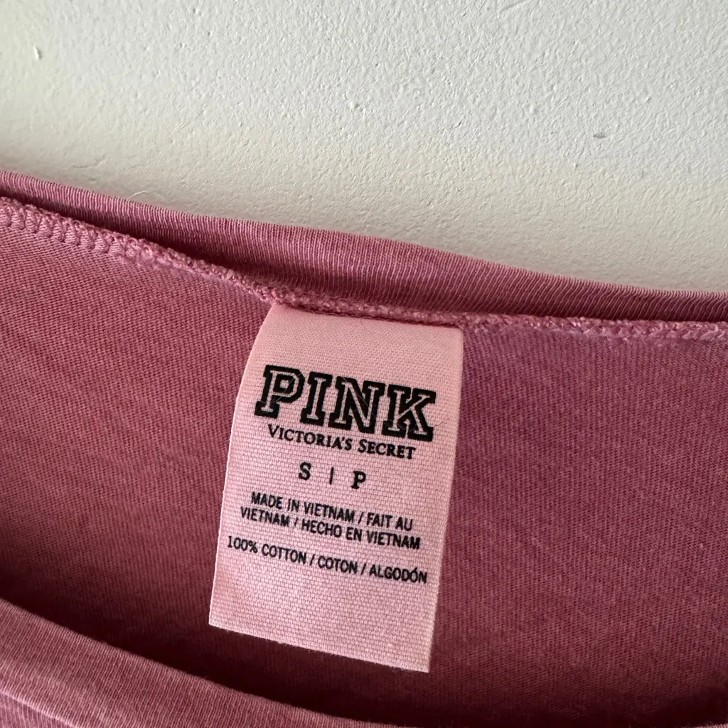 PINK by Victoria's Secret Salmon Pink Long Sleeve Scoop Neck T-Shirt - Image 4