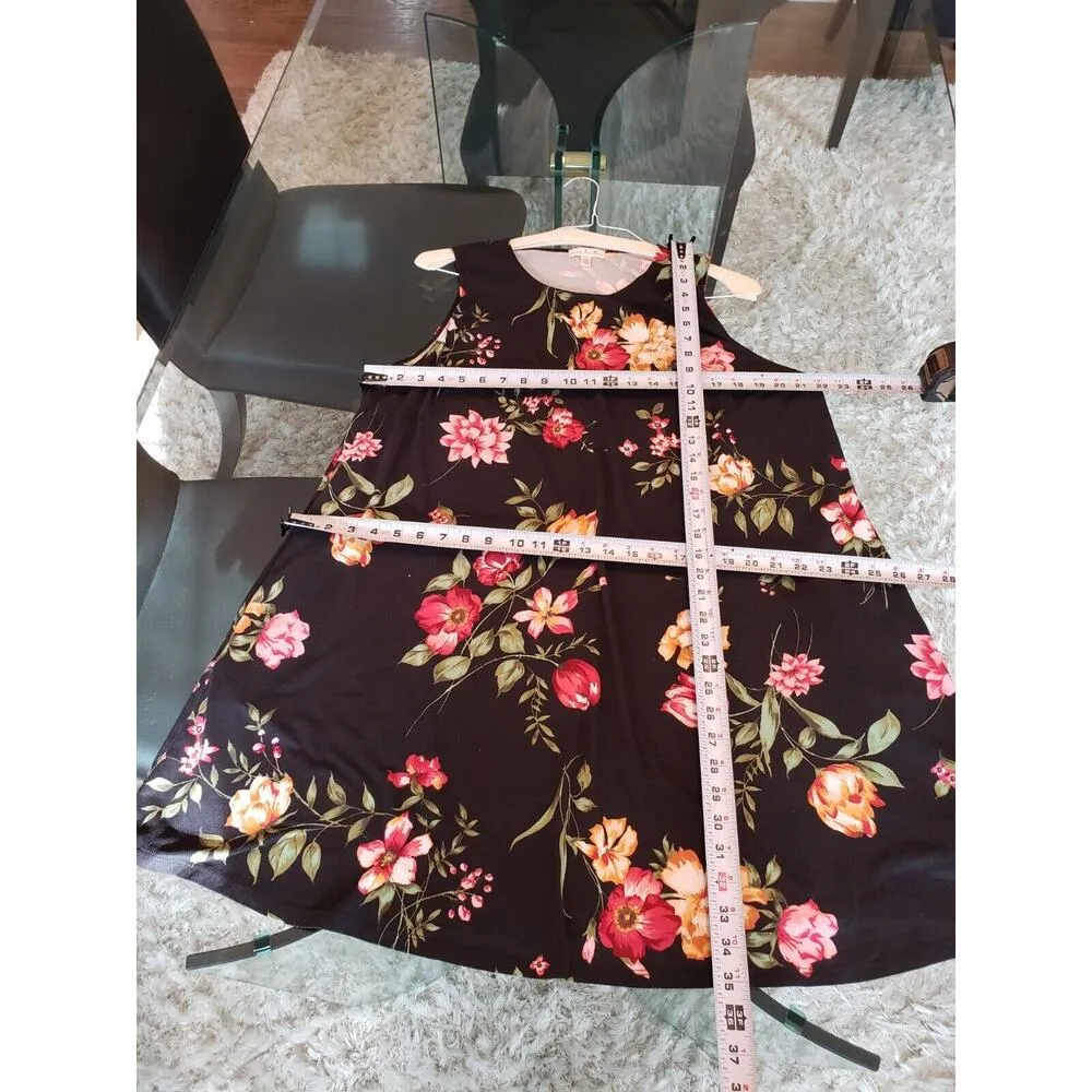 Nine Britton Women's Black Floral Round Neck Sleeveless Knee Length Dress XXL - Image 11
