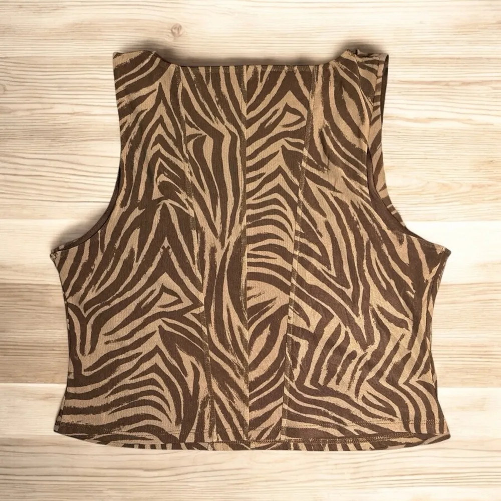 Tinsel brown zebra non structured corset top(XL) Tan - Image 2