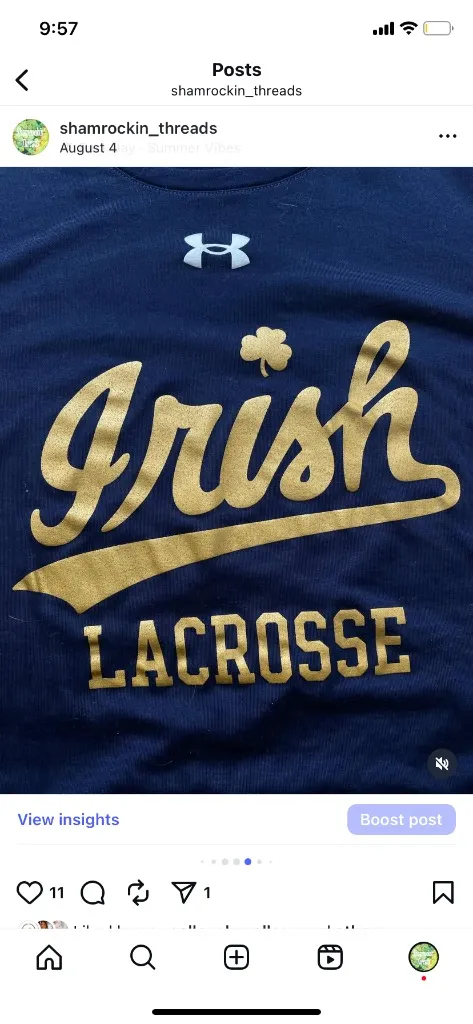 Notre Dame navy and gold Lacrosse Under Armour tee - Image 4