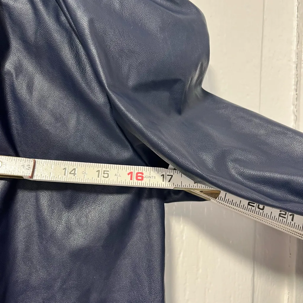 NWT Rachel Comey x Target Ink Blue long sleeve faux leather tie back blouse xxs - Image 9