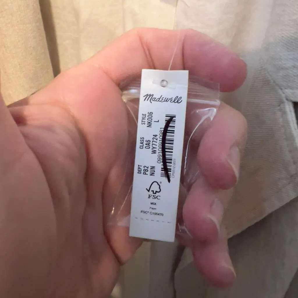 Madewell $168 Cargo Double Breasted Blazer Linen Cotton Natural Size L NK006 - Image 7