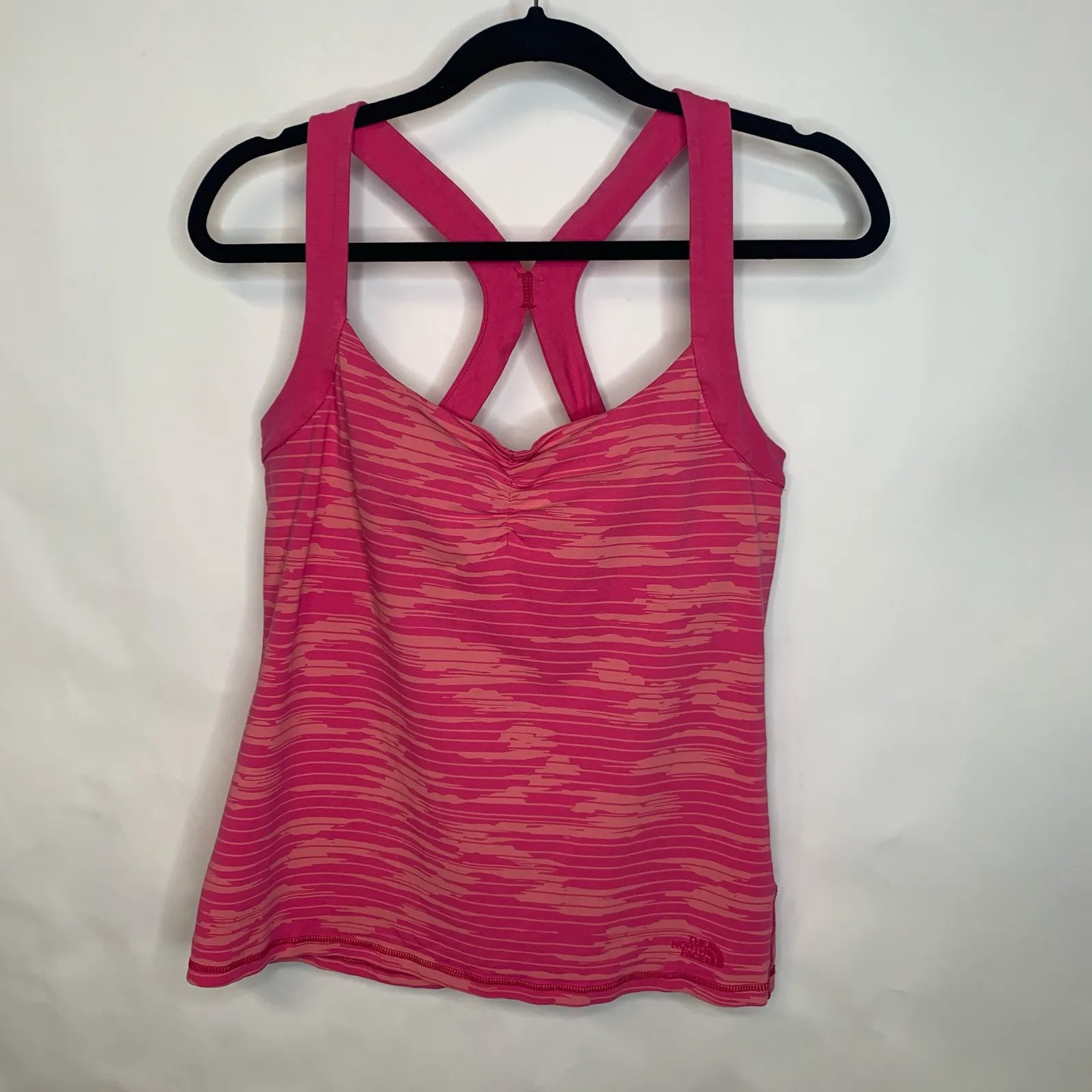 North Face Workout Top Built In Bra Sz Large Pink Orange - Image 5