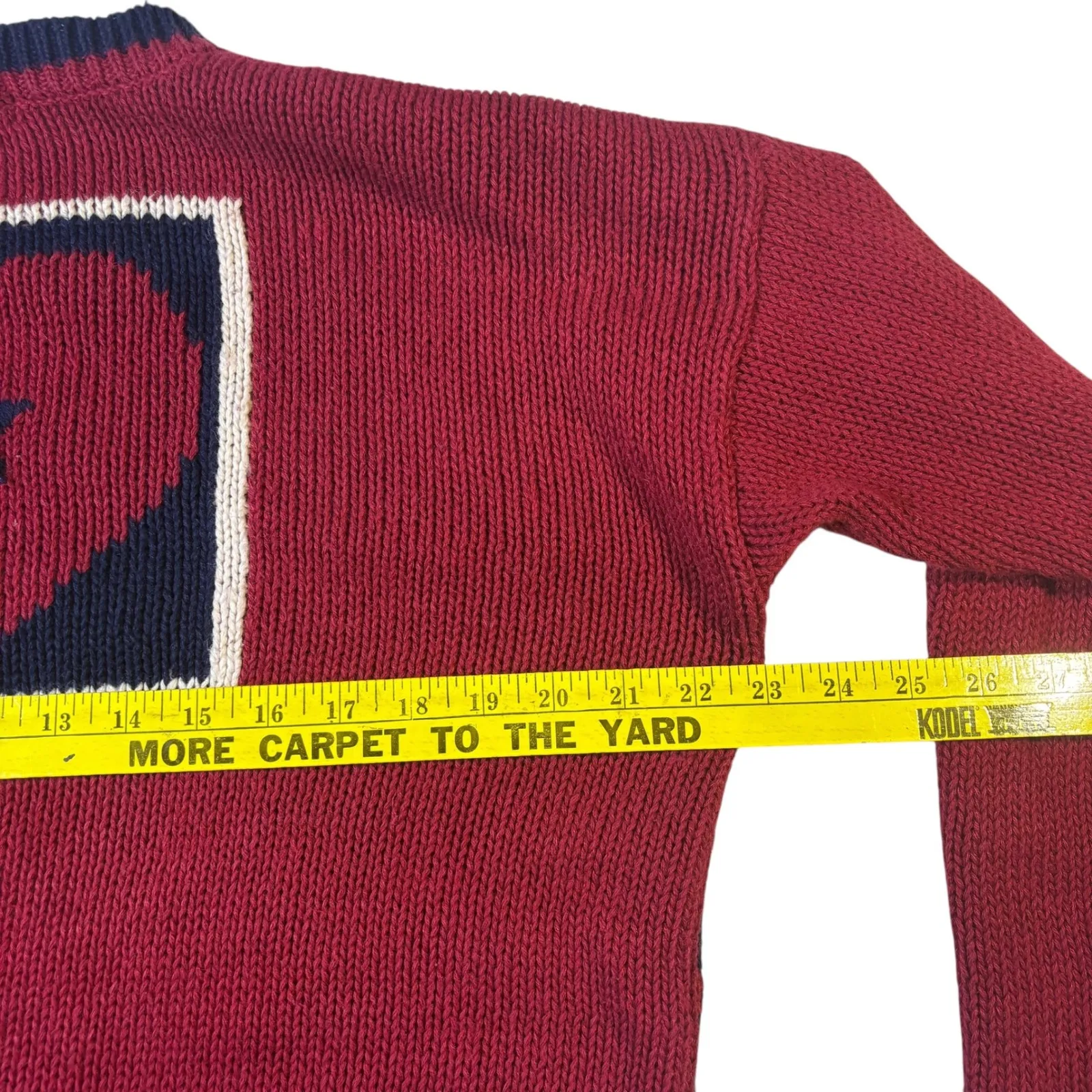 Marsh Landing Knit Sweater Top American Flag Star Heart Patriotic Red Small VTG‎ - Image 8