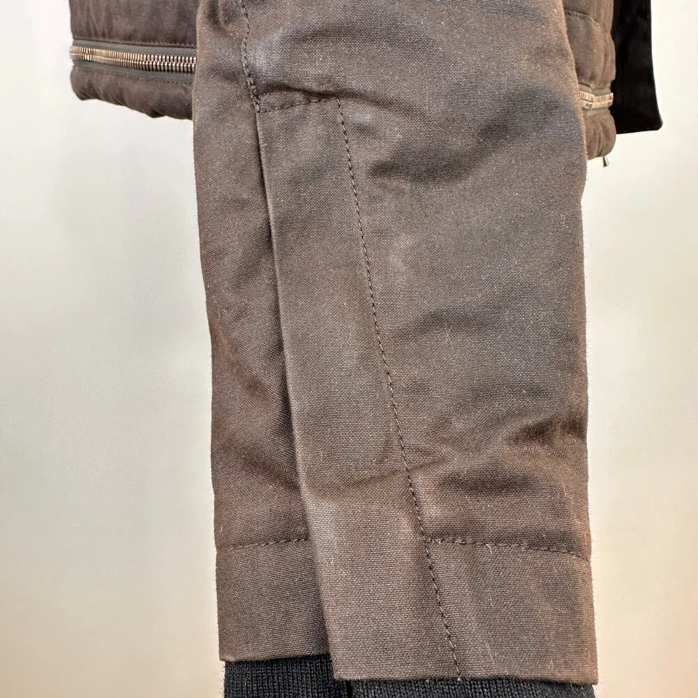 Givenchy Brown Oilskin Double Zipper Fleece Lined Jacket Size 40 - Image 9