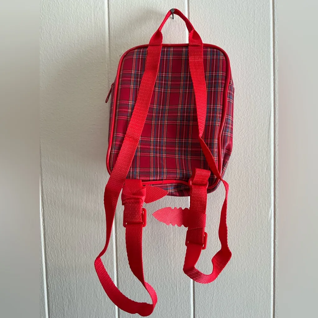 Rare Modern Vintage Sanrio Late 2000’s Hello Kitty Plaid Lightweight Backpack Blue - Image 4