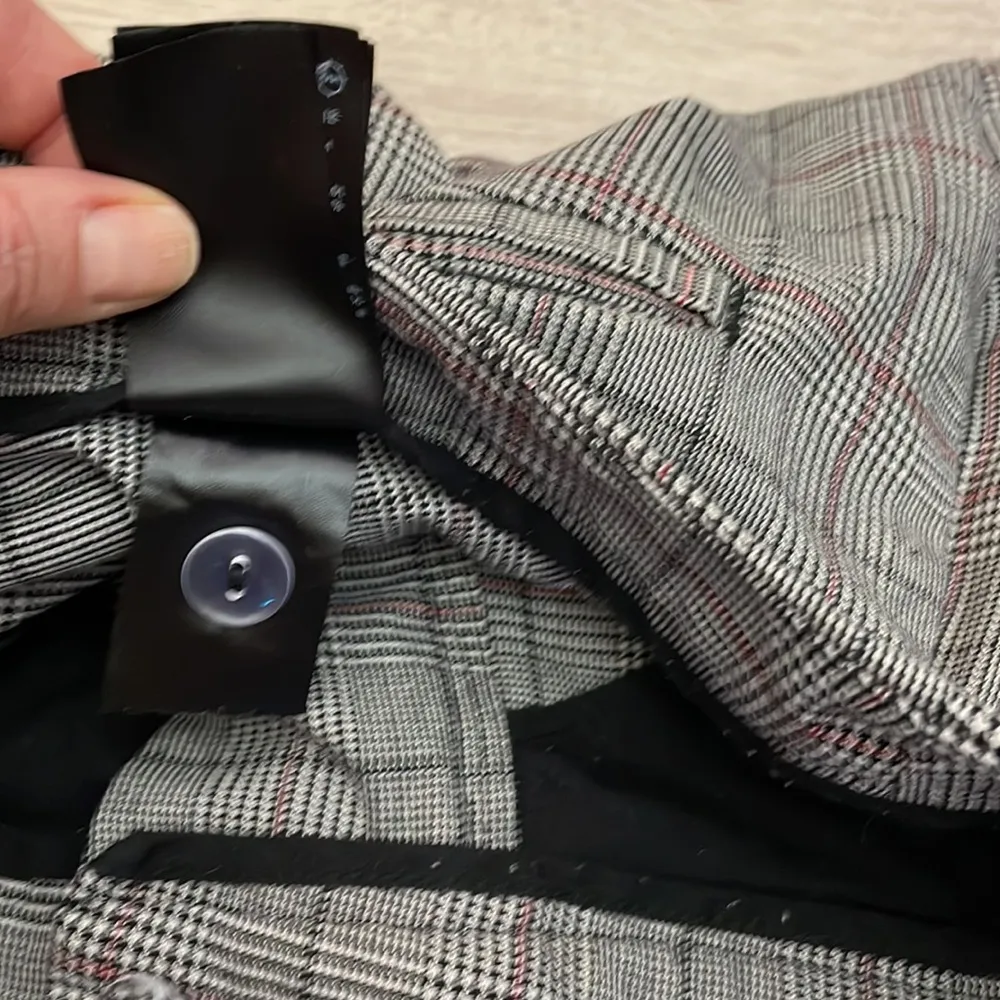 Black, White & Red Dupplin Plaid Print Straight Leg Pants with Side Pockets - Image 13