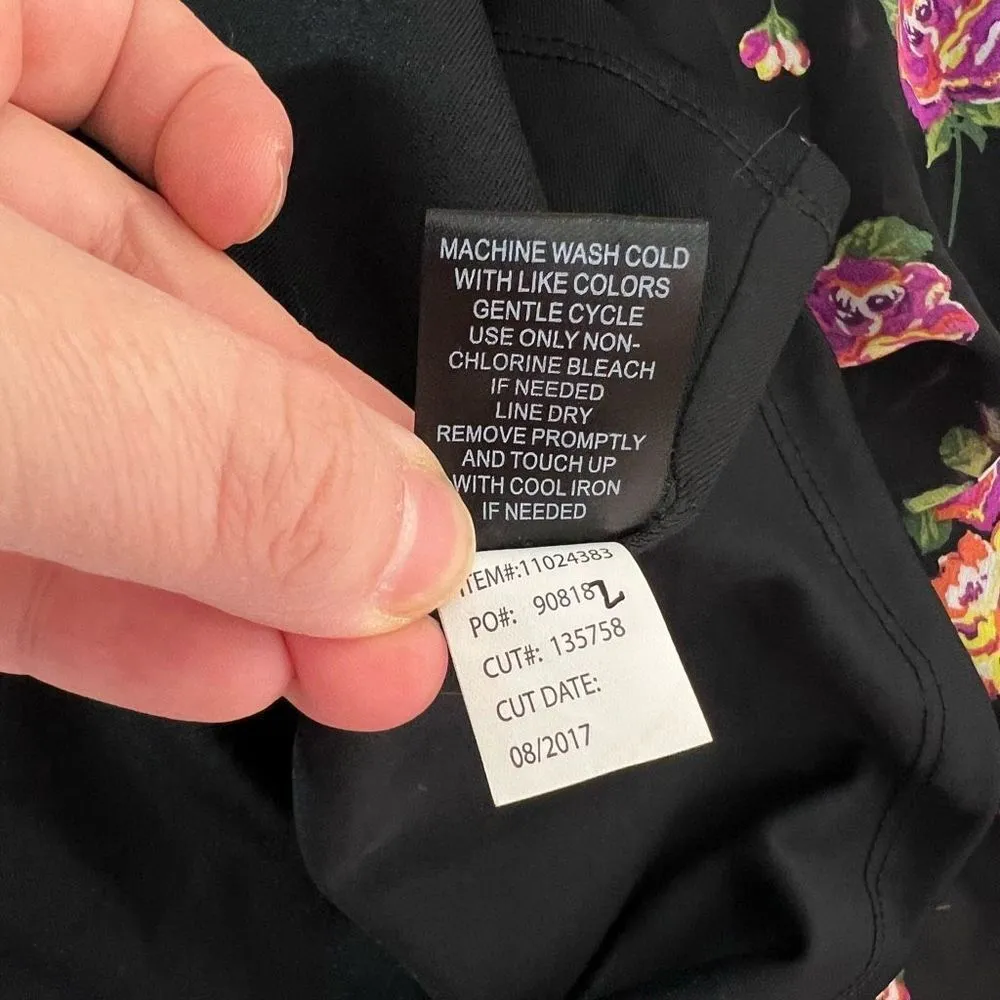 Torrid Halter Neck Floral Cold Shoulder Pleated A-Line Black Dress 16 - Image 10