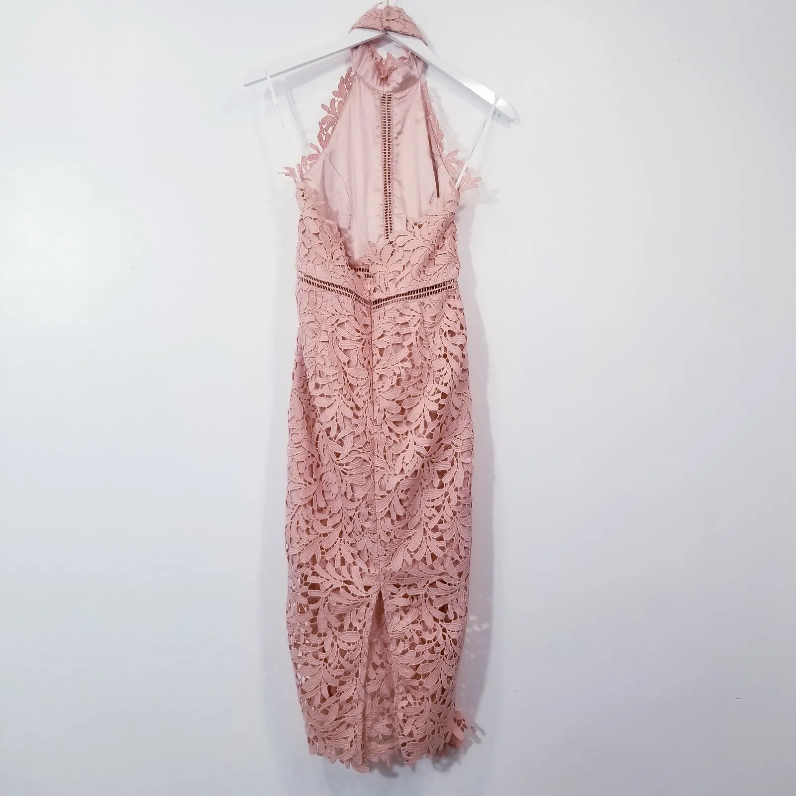 Lulu's Pink Lace Devine Destiny Choker Neckline Halter Dress - Image 4