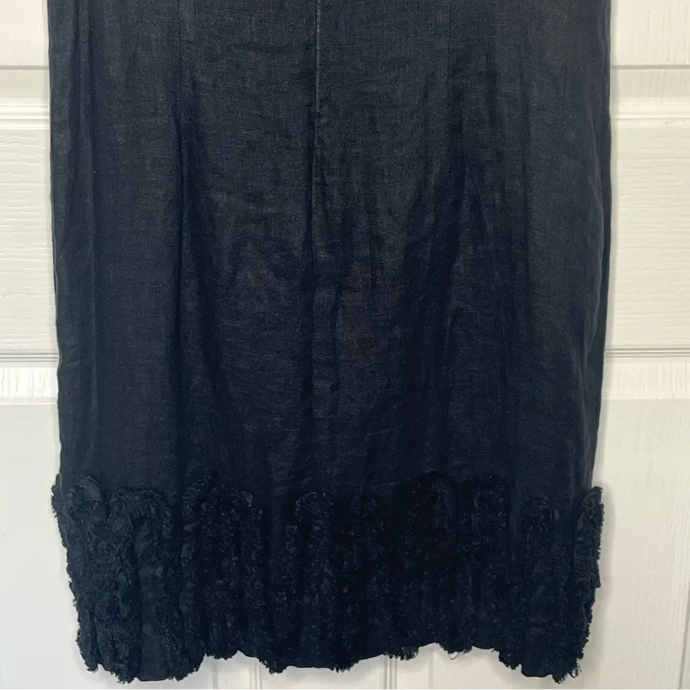 Taylor Sz 10 Black Linen Sleeveless Dress Textured BottomTrim - Image 8