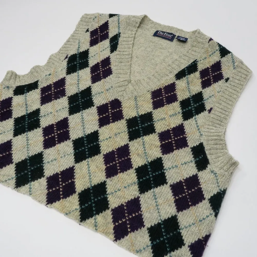Vintage 90s ParFour Argyle Cropped Golf Sweater Vest Size M - Image 3