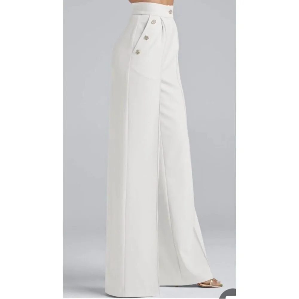 Venus ✨ White High Waisted Flat Front Sz 6 Pants with Pleats✨ - Image 3