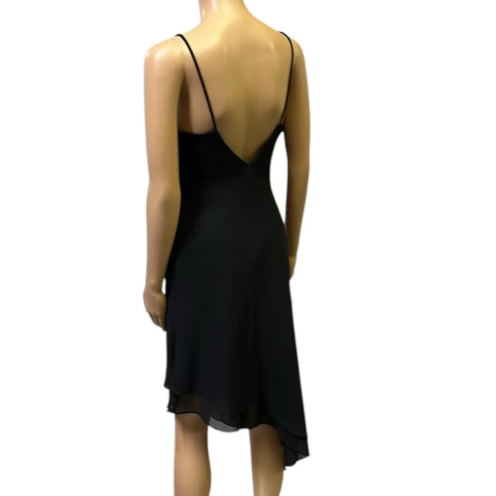 Vintage 90s Jump Black Semi Formal Lined Asymmetrical Sleeveless Dress Juniors 5 - Image 4