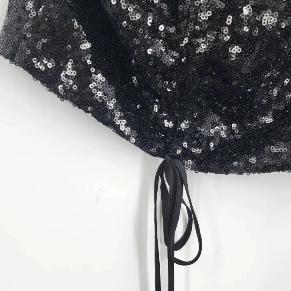 Wayf Emma Rose Top Women's Small Black Sequin Crop Sleeveless Blouse - Image 6