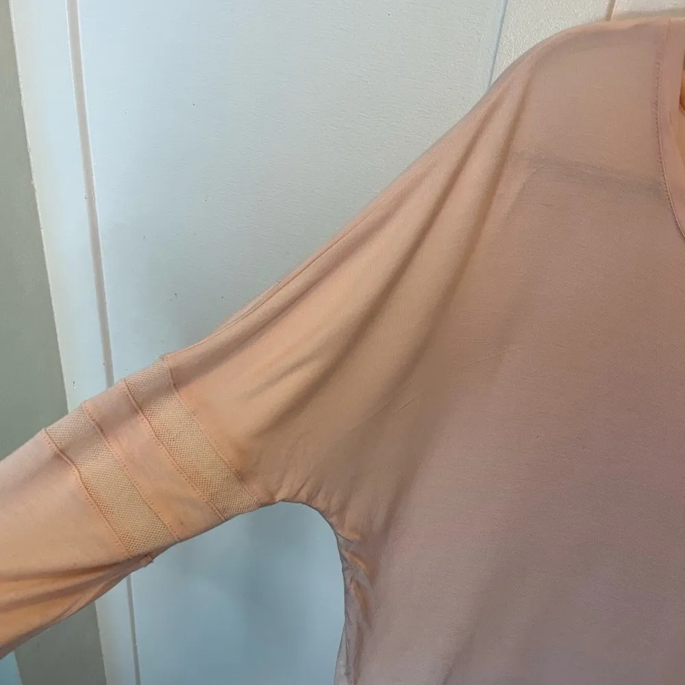 Vince Drop Shoulder Mesh Inset Top Blush Pink Small - Image 5