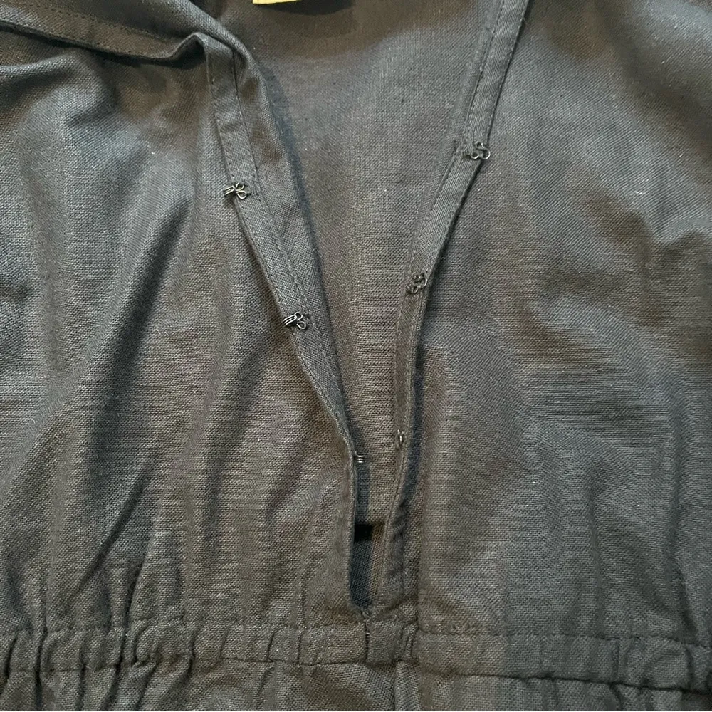 ELF Peony Black Linen Midi Dress, Sz XXL - Image 13