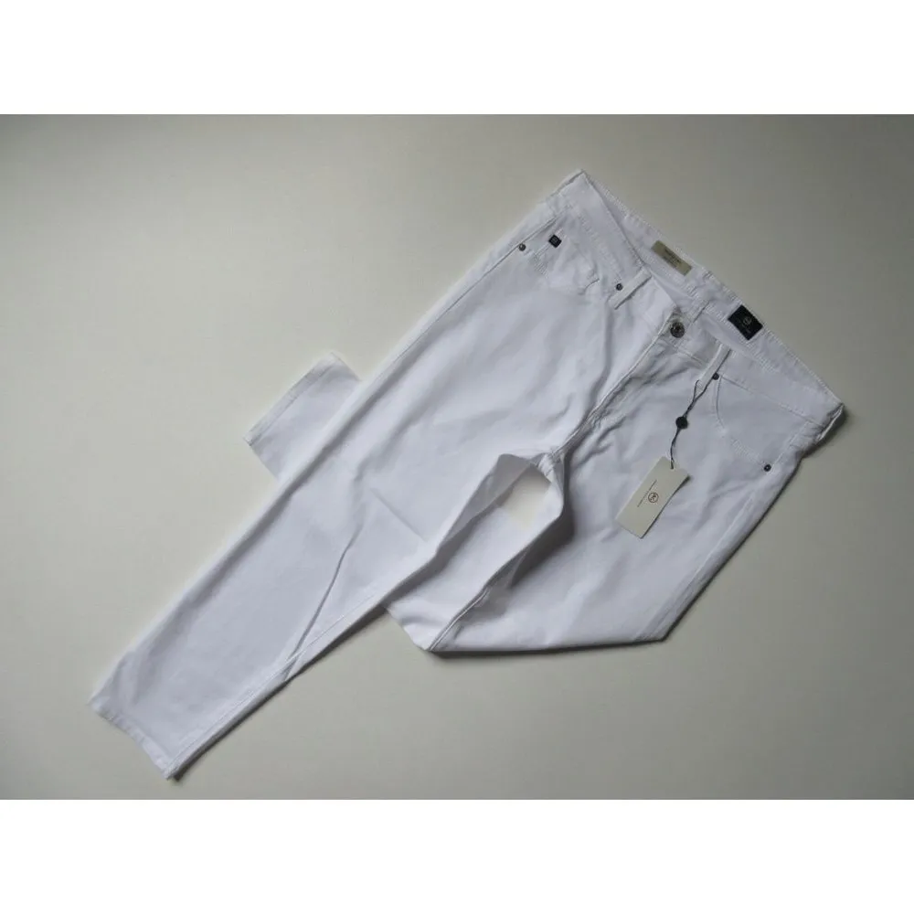 NWT AG Adriano Goldschmied Stilt in White Sateen Cigarette Crop Stretch Jeans 32 - Image 3
