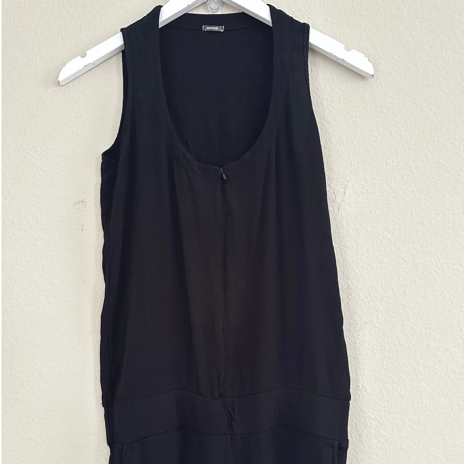 Monrow Revolve Crepe Jumpsuit Sleeveless in Neptune Black Pockets Women's Size S - Image 5