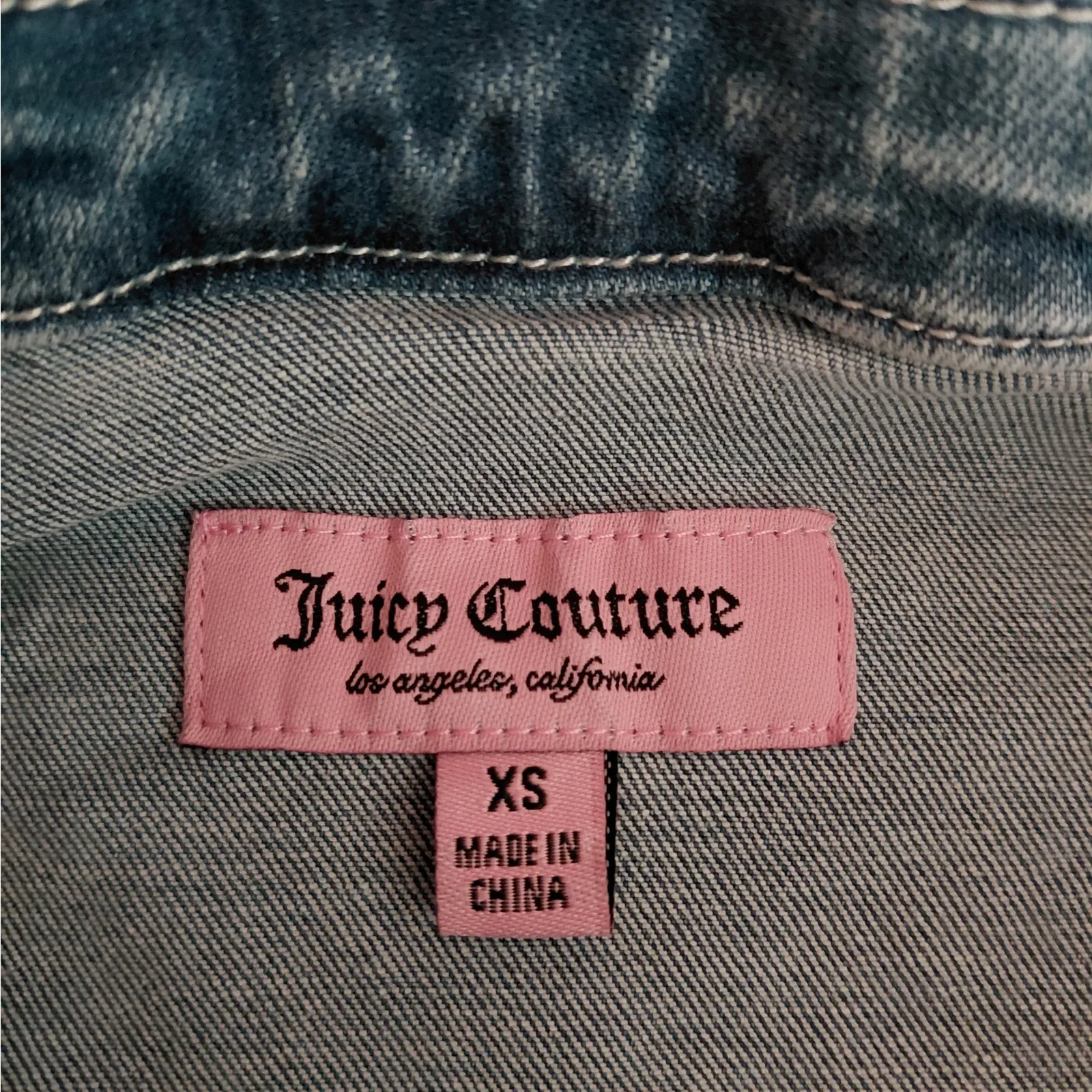 Juicy Couture Women’s Corset Trucker Denim Jacket Light Wash XS Rhinestone Logo - Image 14