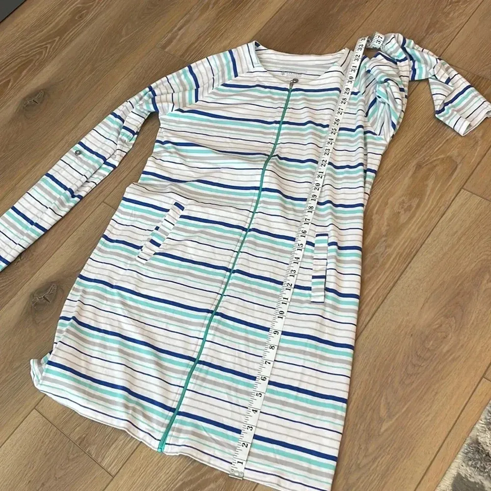 Coolibar Women’s Cabana Swim Coverup Dress Full Zip UPF50+ Striped Blue Size M - Image 16