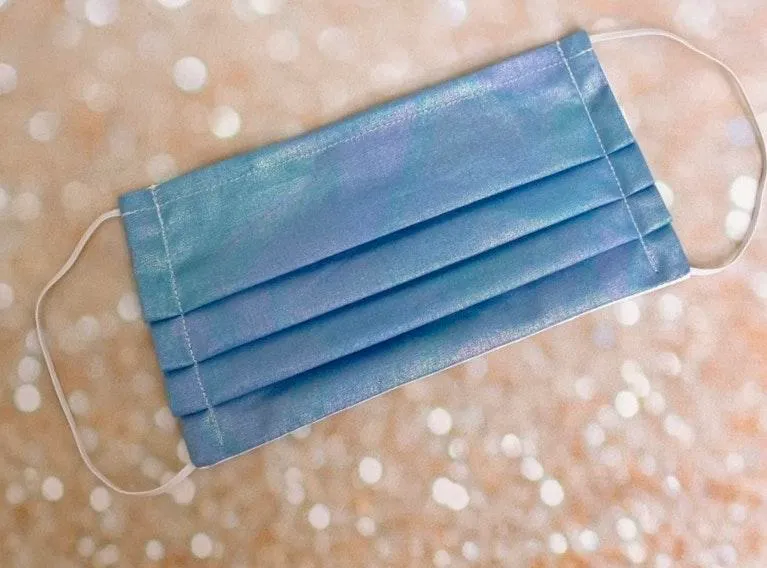Blue Silver Iridescent Premium Cotton Face Mask - Image 4