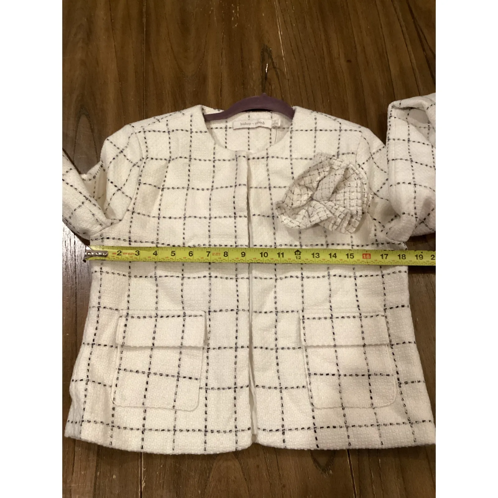 Anthropologie Bishop + Young Tweed Cropped Jacket wool blend ivory blazer S NWT - Image 8